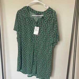Adrianna Papell Green and White Blouse